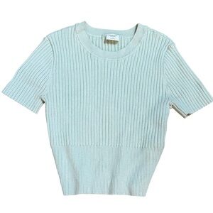 Abercrombie & Fitch Ribbed Knit Tee Light Aqua Blue Short Sleeve Soft Sz S
